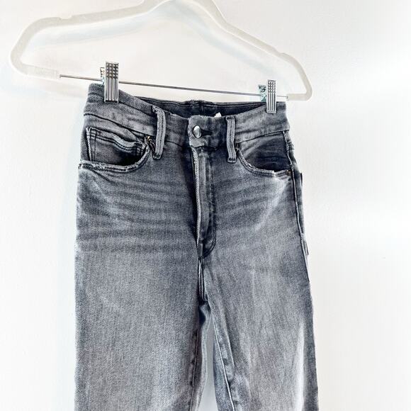 Good American Good Legs Cropped Skinny Button Fly High Rise Jeans Black 2 - Picture 9 of 11